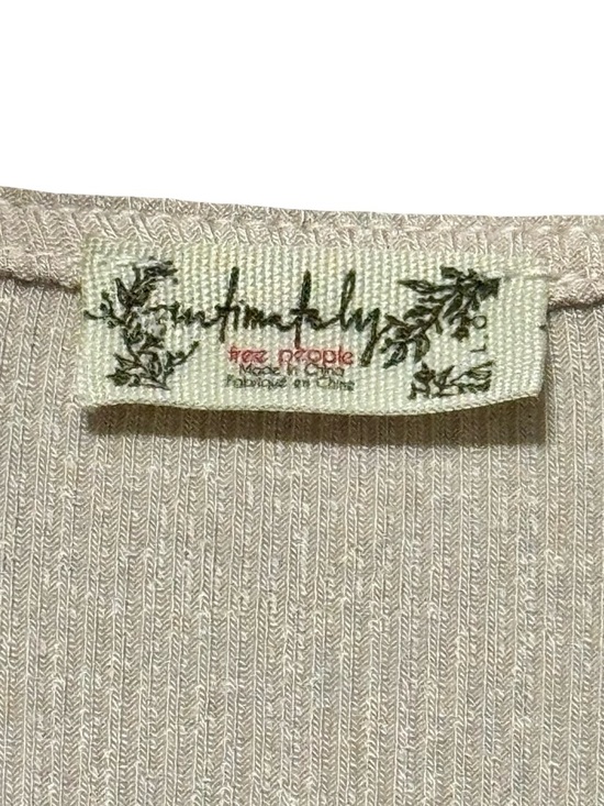 Free People So Fresh Shirred Puff Sleeve Ribbed Bodysuit in Dust Storm Large - Picture 11 of 13